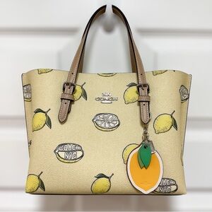 Coach Mollie 25 Special Edition Lemon Print Coated Canvas Tote NWOT